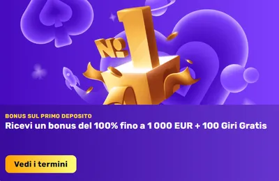 Ricevi un bonus del 100 fino a 1 000 eur 100 giri gratis
